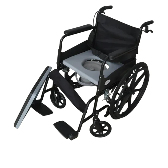 Folding Commode Wheelchair with Attendant Brakes 6699/