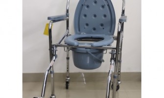 Foldable Commode Stool with Footrest Wheels
