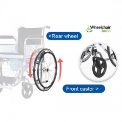 Folding Commode Wheelchair with Flip-up Armrest & Detachable Footrest Folding Commode Wheelchair with Flip-up Armrest & Detachable Footrest