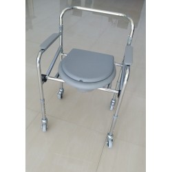 Height Adjustable Commode Chair with Wheels