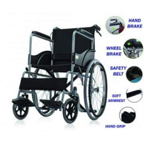 Lightweight Folding Wheelchair with Attendant Brakes On Rent 