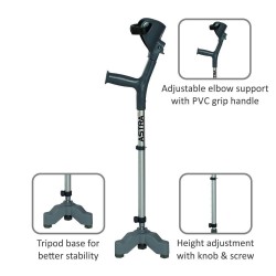 Vissco Astra Max Elbow Crutches - Tripod Base Vissco Astra Max Elbow Crutches - Tripod Base